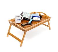 Relaxdays Bandeja Cama Bambú, Plegable, con Asas, para Desayuno, con Patas, para Servir, 25 x 52 x 33 cm, Marrón Natural, Tablero de Fibras