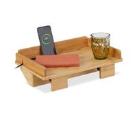 Relaxdays Bandeja cama con soporte para tablets marrón claro
