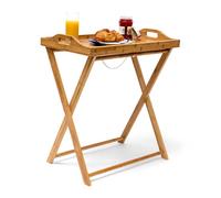 Relaxdays - Mesa Auxiliar de bambú, 63.5 x 55 x 35 cm, Bandeja Desayuno Cena Almuerzo, Mesa Plegable, Madera