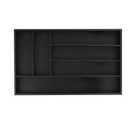 Relaxdays Bandeja Cubertero de Cajón, Organizador Cubertería 6 Espacios, Clasificador Cubiertos Bambú, 5 x 46 x 28 cm, Negro