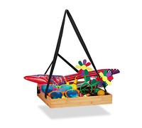 Relaxdays Bauchladen Bambus Tienda de bambú, Despedida de Soltera y promoción, 2 Correas, 50 x 40 cm, Natural, Nylon, Naturaleza, Größe