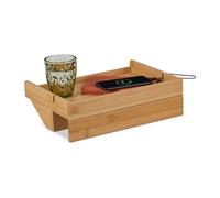 Relaxdays Bandeja de cama abatible de bambú marrón claro