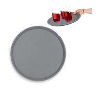 Relaxdays Bandeja de Camarero, Redonda, Antideslizante, para Servicio en Bar y Restaurante, Ø 35 cm, Plástico, Gris