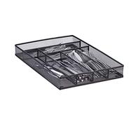 Relaxdays Bandeja de Cubiertos para Cajón Grande, Metal, Negro, 5.1 x 28.6 x 40.6 cm