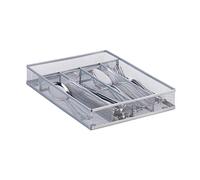 Relaxdays Bandeja de Cubiertos para Cajón Pequeña, Metal, Plateado, 5 x 23.5 x 31.7 cm