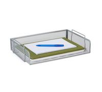 Relaxdays Bandeja de documentos apilable plateado plata