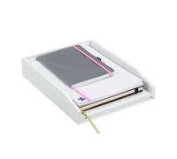 Relaxdays Bandeja para Documentos, Apilable, DIN A4, Organizador de Escritorio, Bambú, 6 x 25 x 33 cm, Blanco