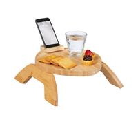 Relaxdays Bandeja Reposabrazos Sofá, Bambú, Mesa Pleagable con Soporte para Móvil, 25 x 30 cm, para Bebidas, Natural