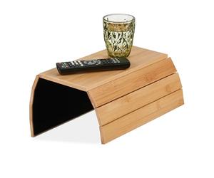 Relaxdays Bandeja Flexible para Reposabrazos, Bambú, para Apoyabrazos de Sillón y Sofá, 43,5 x 33 cm, Bebidas, Natural