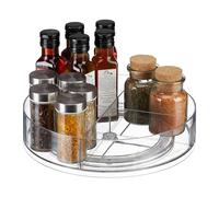 Relaxdays Bandeja Giratoria, Ø 27 cm, Organizador Cocina y Baño, 4 Compartimientos, Organizador Nevera, Transparente
