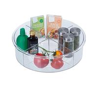 Relaxdays Bandeja Giratoria, Ø 30 cm, Cocina y Baño, 4 Compartimientos, Organizador Nevera, Transparente