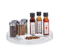 Relaxdays Bandeja Giratoria Frigorífico, Ø 30 cm, Organizador Cocina y Baño, con Borde, Organizador Nevera, Transparente