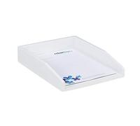 Relaxdays, Blanco Bandeja para Cartas, Apilable, DIN A4, Organizador de Oficina, Bambú, 6,5 x 25 x 33,5 cm