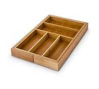 Relaxdays Bandeja para Cubiertos, bambú, marrón, 30-48 x 5 x 46 cm | 5 x 48 x 46 cm, Organizador Cajones, Bambú