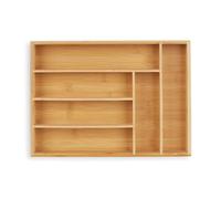 Relaxdays Bandeja para cubiertos, cajonera con 6 compartimentos, para cubiertos de cocina, bambú, 5 x 25,5 x 35,5 cm (alto x ancho x profundidad), color natural