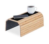 Relaxdays Natural Bandeja para Reposabrazos de Sillón, Bambú, Tableta para Apoyabrazos de Sofá, 42 x 34 cm, Refrigerios