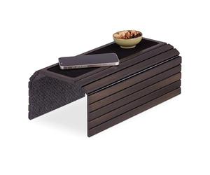 Relaxdays Bandeja para Reposabrazos de Sofá, Bambú, Tableta para Apoyabrazos de Sillón, 42 x 34 cm, Refrigerios, Marrón