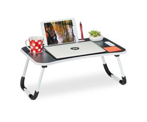 Relaxdays Bandeja plegable negra para ordenador blanco,negro