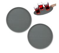 Relaxdays Bandejas Camarero, Pack de 2, Superficie Antideslizante, Redonda, Bares, Restaurantes, Hogar, Ø 40 cm, Gris, Caucho