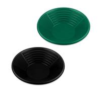 Relaxdays Bandejas de Lavado Oro, Set 2, Lavar Metal, 8x38 cm, Plástico, 3 Zonas, Bateas Limpieza Material, Negro/Verde