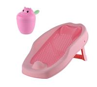 Relaxdays bañera para bebé, set con vaso para aclarar pelo, rosa | sin lágrimas, soporte antideslizante, 19×51,5×30 cm, PP/TPE