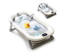 Relaxdays Bañera plegable para bebé con almohada crema,negro,gris