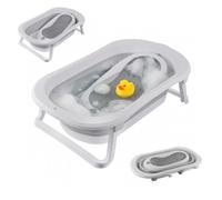 Bañera plegable Relaxdays para bebés con reductor, blanca/gris