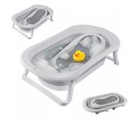 Bañera plegable Relaxdays para bebés con reductor, blanca/gris