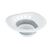 Relaxdays Baño de Asiento para Inodoro, Plegable, 12 x 36 x 39 cm, Inserto Bidé Higiene Íntima, Plástico, Blanco/Gris