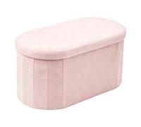 Relaxdays Banqueta, baúl Acolchado en Tejido Teddy/bou on almacenaje, Pasillo/Dormitorio, 38 x 76 x 38 cm, Rosa