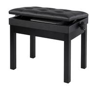 Banco de piano Relaxdays, regulable en altura, 48-58 x 55 x 33 cm, con almacenaje, madera, polipiel, negro