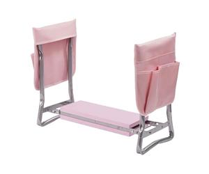 Relaxdays Banqueta-Rodillera de jardín, Plegable, Acolchada con Bolsillos, 2 en 1 Asiento/Rodillera, hasta 150 kg, Rosa