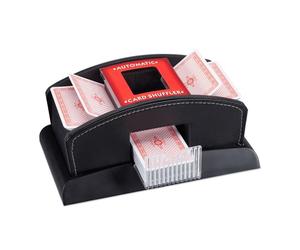 Relaxdays Barajador automático para 2 barajas rojo,negro,transparente