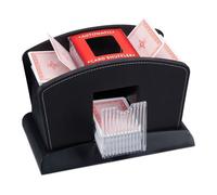 Relaxdays, barajador de cartas negro eléctrico, cuero, 4 mazos, barajador automático de cartas para barajar cartas, estándar