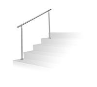 Relaxdays Barandilla Escalera, Pasamanos de 1,5 m Largo, 2 Postes, Sin Travesaños, 1 Ud., Acero Inoxidable, Plateado