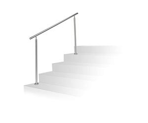 Relaxdays Barandilla Escalera, Pasamanos de 1,5 m Largo, 2 Postes, Sin Travesaños, 1 Ud., Acero Inoxidable, Plateado