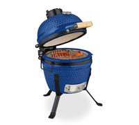 Relaxdays Barbacoa carbón kamado cerámica azul,negro
