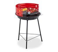 Relaxdays Barbacoa de carbón Ø 37 cm trípode rojo,negro
