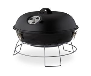 Relaxdays Barbacoa portátil de carbón vegetal negro,plata