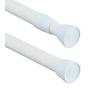 Relaxdays Barra Cortina Extensible, 66-110 cm, Palo Presión Ducha, Visillos, Acero Inoxidable, sin Taladrar, Blanco