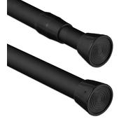 Relaxdays Barra Cortina Extensible Acero Inoxidable, Varios Tamaños, Palo Presión Ducha, Visillos, sin Taladrar, Negro