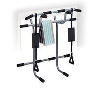 Relaxdays - Barra de dominadas para Puerta, 2 Piezas, Dimensiones: 100 x 92 x 52 cm, Mango Acolchado, sin Agujeros, Home Trainer, Plata/Negro
