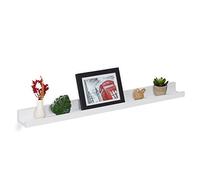 Relaxdays Barra de imágenes Balda de Pared para Fotos y Libros, Estante Flotante Decorativo, Repisa Colgante Cuadros, 80 cm Ancho, Blanco, Tablero de Fibras, 5 x 80 x 8 cm