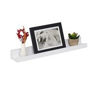 Relaxdays Barra de imágenes Balda de Pared para Fotos y Libros, Estante Flotante Decorativo, Repisa Colgante Cuadros, 48 cm Ancho, Blanco, Tablero de Fibras, 5 x 48 x 8 cm