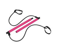 Relaxdays Barra de Resistencia para Pilates y Fitness, con Bandas, Entrenamiento para Todo el Cuerpo, Gym en Casa, Rosa