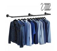 Relaxdays Barra de ropa industrial para pared negro
