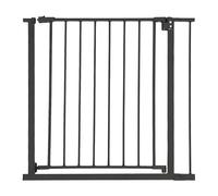 Relaxdays Barra de Seguridad, 82-87 cm, sin taladrar, para bebés, escaleras y Puertas, fijación por presión, Negra, Plástico, Hierro, 76 x 87 x 1 cm