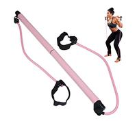 Relaxdays Barra, 2 Bandas Resistencia con Correa Pie, Pilates-Bar-Set, Yoga, Fitness, Material Gimnasia, Rosa, Gomaespuma, 91 x 3 cm