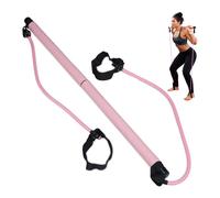 Relaxdays Barra pilates con bandas de resistencia fucsia,negro