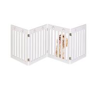 Relaxdays Barrera de Seguridad para Mascotas Plegable, Valla Protectora sin Taladro, 60 x 204 cm, MDF, Blanco